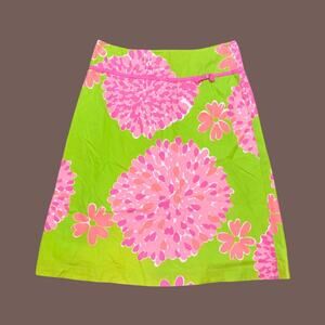 Lilly Pulitzer A-Line Skirt | Green Floral | Size 8 | Vintage